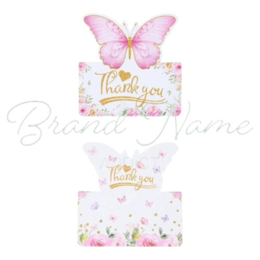 Set of 25 Pink Butterfly ‘Thank You’ Cards